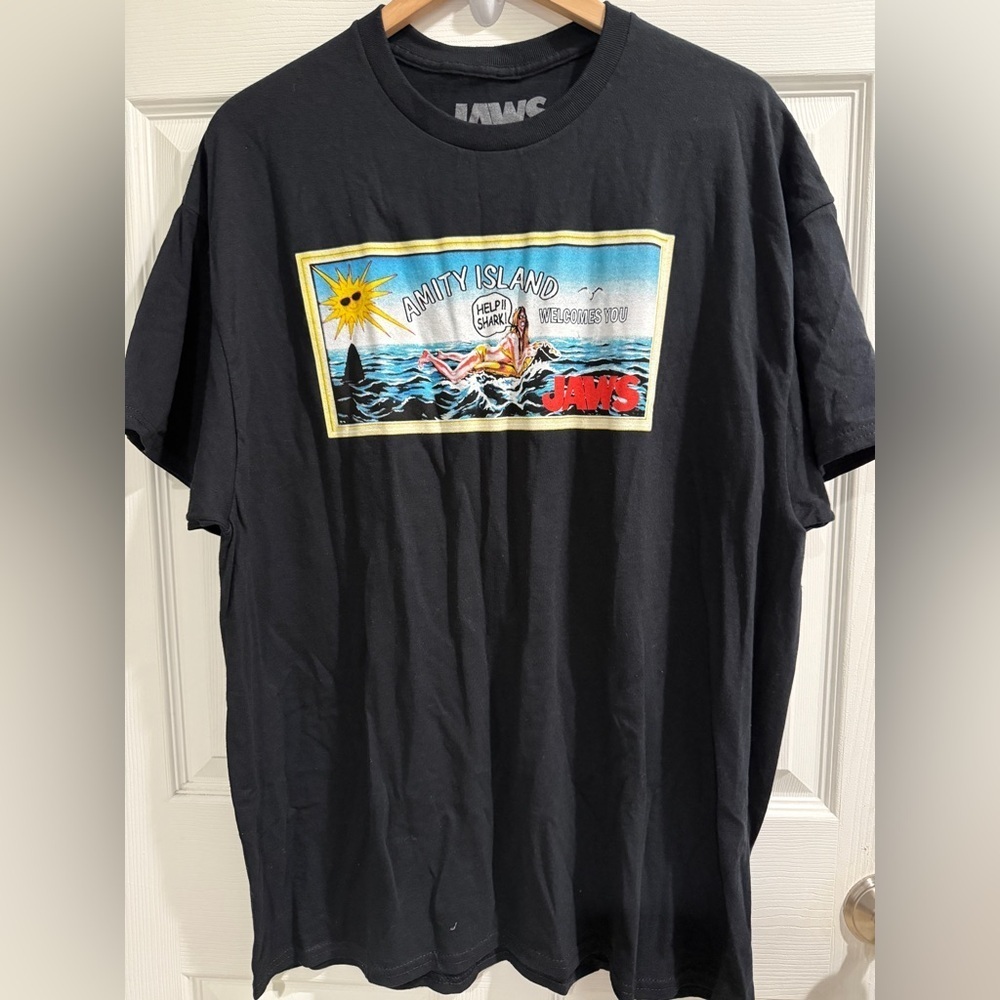 Black Graphic T-Shirt JAWS 50th Anniversary is this year!